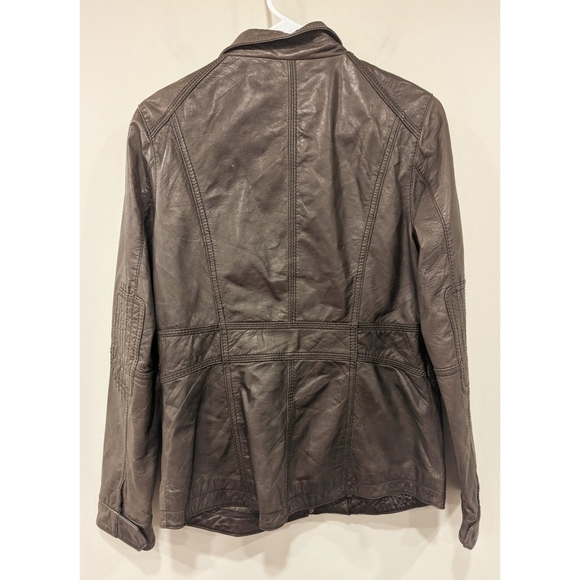 Eddie Bauer Dark Brown 100% Lamb Leather Jacket Size Small - Picture 2 of 6